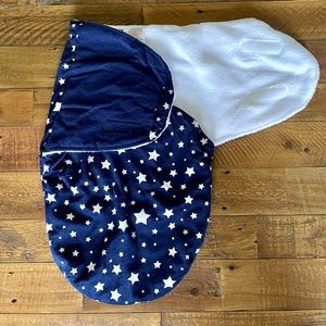 Hudson Baby Infant Plush Swaddle Wrap, Navy Star, 0-3M